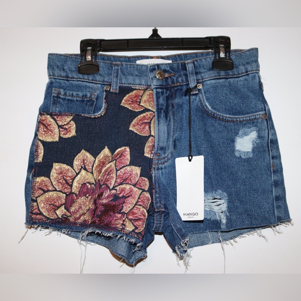 Mango | Embroidered Floral Shorts